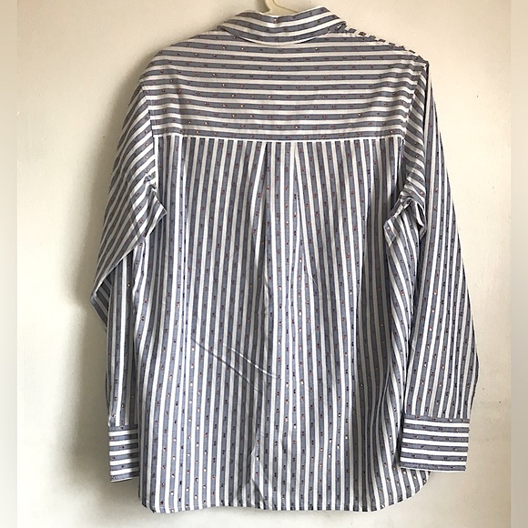 BODEN Embroidered Relaxed Metallic Striped Shirt - Picture 8 of 14